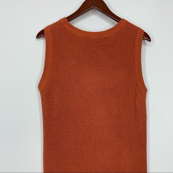 The Limited Solid Orange Wide Knit Sleeveless Crewneck Sweater Tunic Size Medium - Picture 6 of 12